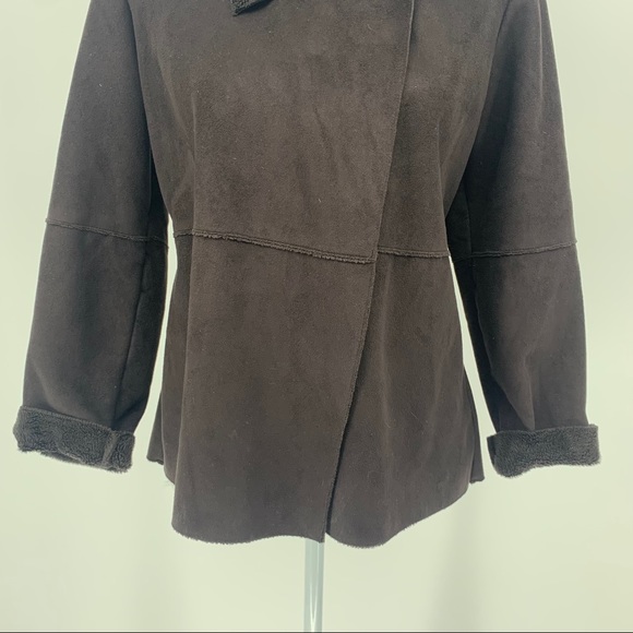 Orvis Brown Fleece Lined Fold Over Wrap Cape Coat - Picture 2 of 12